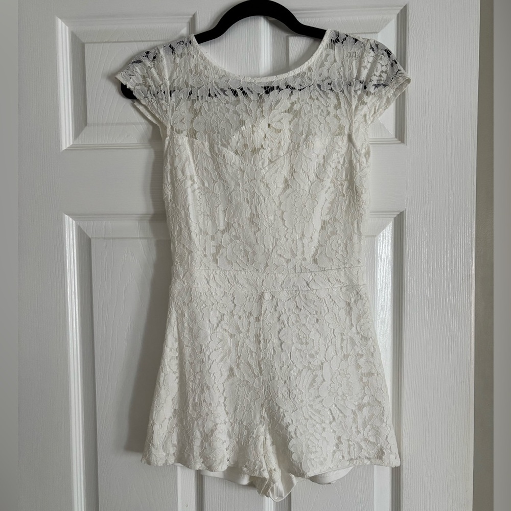 Elegant White Lace Romper From Lulus